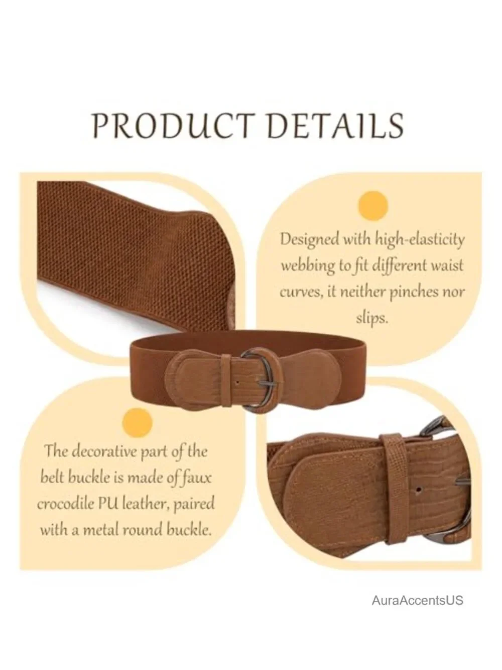 3 Pack Wide Elastic Belts for Women - Stretchy Vintage Waist Belt, Cinch Belt